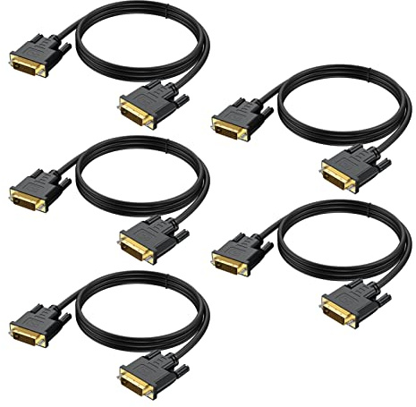UVOOI 6 Feet 5-Pack DVI to DVI Cable, DVI-D 24+1 Dual Link, Supports 1080P@60Hz, Black, Compatible with TVs, Monitors, Projectors, DVD Players
