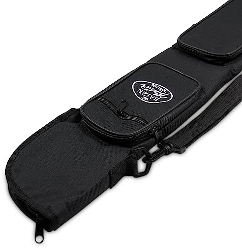 BAIZE MASTER Deluxe Padded Double Accessory Pocket Centre Joint 2 Piece Pool Snooker Soft Cue Case with Shoulder Strap - Holds 1 x 2 Piece Cue