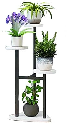 Étagères à fleurs ， Support en métal Dessus de table en bois Porte-fleurs Décor de magasin d'angle de salon à plusieurs niveaux Porte-fleurs,D