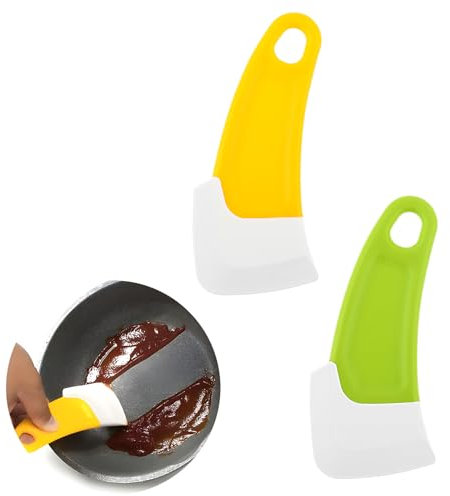 Mabor 2 raschietti in silicone per ciotole, verde e giallo, per pentole e padelle antiaderenti da cucina