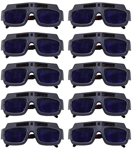 Goorvoucs 10 Stück Solar Betriebene Auto Verdunkelung SchweißMaske Helm Brille Schweißer Brille Arc Anti-Shock Linse fürAugenschutz