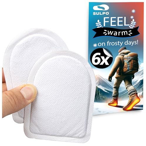 SULPO Beheizbare Sohlen - 6 Paare Wärmesohlen für Schuhe, Luftaktivierte Beheizbare Einlegesohlen, Sofort Einsatzbereit für 8 Stunden Warme Füße - Fußwärmer für Kalte Tage für Kinder