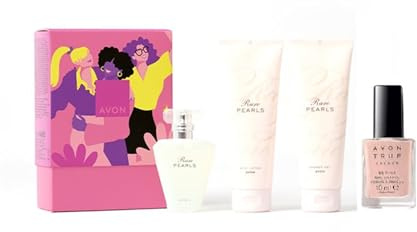Rare Pearls Three Piece Set includes EDP 50ml, Body Lotion 125ml and Shimmer Shower Gel 150ml a floral fragrance for women in a Gift Box plus a pink nail enamel.