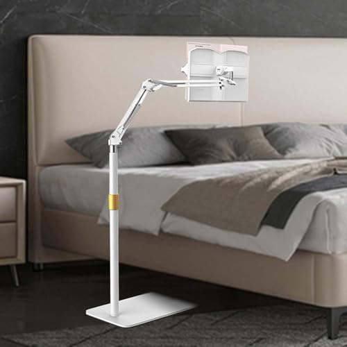 Atril de Lectura Ergonómico – Soporte para Libros & Tabletas – 360° Giratorio, Altura Ajustable 55-100 cm – Manos Libres para Cama, Oficina, CocinaWhite,One Size