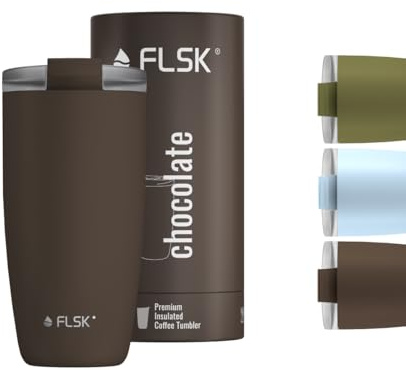 FLSK Tumbler – Premium coffee to go-Becher aus Edelstahl – 100 % auslaufsicher, BPA-frei & doppelwandig – hält 3 h heiß (chocolate, 500 ml)