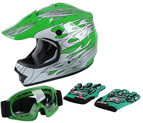 XFMT - Casco, gafas y guantes de motocross para niño o niña