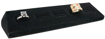 Novel Box 5-Slot Black Velvet Rings/Earrings/Cufflinks Holder Tray 8.12x1.75x1 Inches - Ring Holder Organizer for Selling or Personal Use - Jewelry Display Trays for Special Occasions