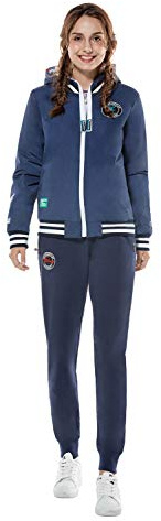 Mujer Traje de Ropa Deportiva de Tres Piezas Chándales Chaquetas Conjuntos de Chaqueta Impermeable Reversible Pantalones suéter de Las señoras 3pcs Conjuntos (M, Armada)