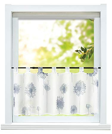 ESLIR Skivgardin modern bistrogardin med öglor kök gardiner transparenta gardiner med maskros mönster kort gardin voile 1 styck HxB 45 x 120 cm 1 styck