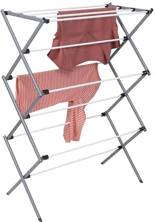 Honey-Can-Do Collapsible Clothes Drying Rack, Alloy Steel, White/Siver