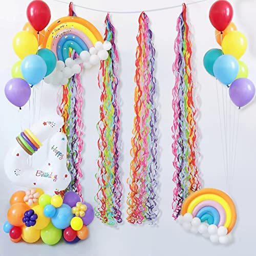 Lot de 10 guirlandes de pompons arc-en-ciel à suspendre pour salle de classe, plafond, lanternes en nid d'abeille, adaptées pour fête d'anniversaire, fête prénatale, Noël