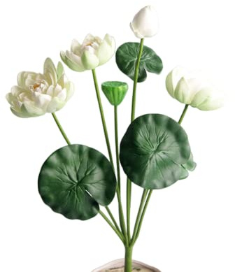 XIZHI Fiore di loto artificiale in schiuma di seta, realistico, bouquet di fiori di loto finti per casa, matrimoni, feste, decorazione, composizione floreale (bianco)
