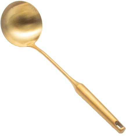 Incontesta Stainless Steel Ladle Spoon Kitchen Turner - Big Soup Ladle Useful Cooking Utensil Tool - Gold