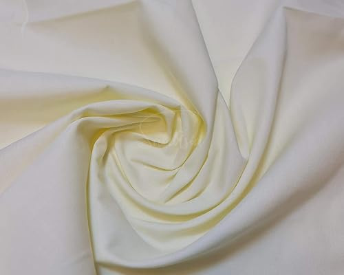 Plain Cream Polycotton Fabric for Dressmaking, Art & Craft, Sewing, Quilting | 45'' - 115 cm Wide| Precut Length 10m
