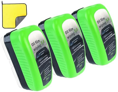 3 Pezzi Spazzola di pulizia della pellicola di olio dell'automobile 150ml Pulitore Vetri Auto Pellicola Oleorepellente per Parabrezza Lavavetri Auto per migliorare facilmente la chiarezza Home(01)