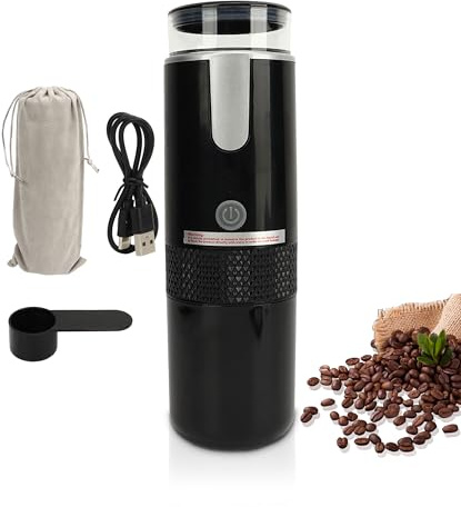 Gugxiom Tragbare Kaffeemaschine, 1200-mAh Mini Kaffeemaschine, Kompatible Kaffeekapseln und Gemahlener Kaffee, Reisekaffeemaschine mit Ein-Knopf-Bedienung für Reisen und Camping