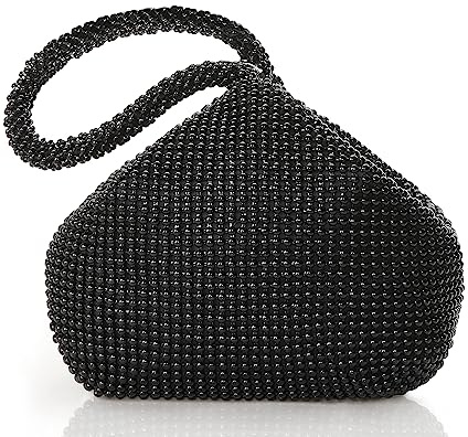 BABEYOND Clutch Bags for Women Beaded Evening Bags 1920s Flapper Clutch Handbag for Costume Party, Wedding & Daily Use（Black）
