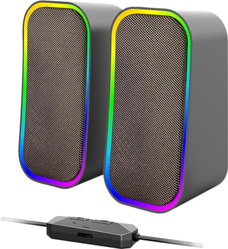 Speedlink Token Bluetooth - Enceinte PC pour Ordinateur, Haut Parleur Gamer, Jack 3,5 mm et Bluetooth, 6 Modes d'Éclairage RGB, 12 Watt, pour Portable, Tablette, Smartphone - Noir