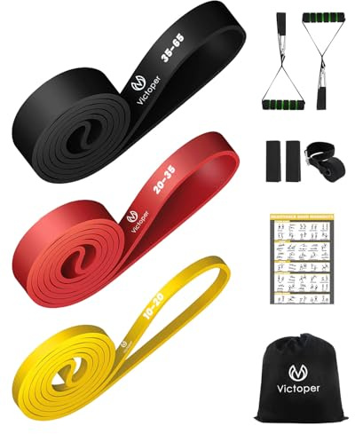 Victoper Resistance Bands Set,3 Different Levels Pull Up Bands for Men Women,Exercise Bands for Fitness Strength Training Yoga with Door Anchor,Handles, Protective Covers,Bag,Workout Bands