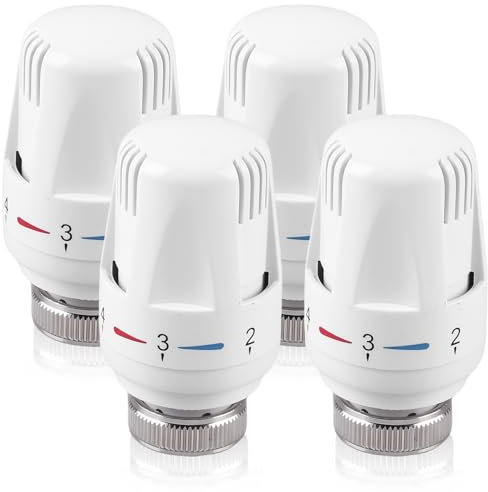 4 Stück Thermostat Heizung, Temperaturregelventile Heizkörper, M30x1.5 Thermostatkopf, Heizkörperthermostat Heizkörper Thermostatkopf Heizkörperventil Ersatzkopf Heizungsthermostat für Zuhause Büro