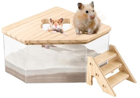 Joberio Hamster Bath Sand Container - Sand Bath for Syrian Hamster | Large Capacity Pet Hamsters Bath Box | Gerbil Shower and Digging Room Small Animals Toilet for Balcony, Children's Room, Bedroom