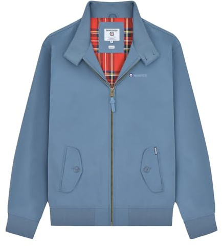 Lambretta - Chaqueta Harrington de Resistente al Agua para Hombre (M) (Azul Medio)