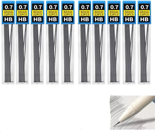 Hawfund Mine de Crayon 0,7 mm - 120 pièces de mines de crayon HB pour crayons mécaniques, écriture fluide et précise, idéale pour le dessin, le croquis et la prise de notes