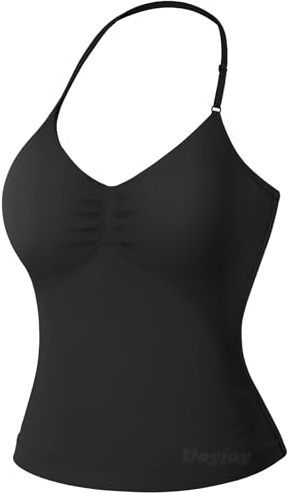 VOYJOY Impact Longline Strappy Top Workout Tank Tops for Women Impact Gym Sports Bra Camis Black