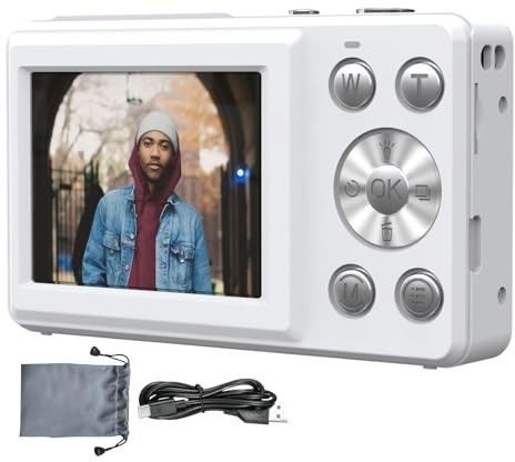 Nbbwwu Kompakt digitalkamera, HD 4K-kameror för fotografering | Anti-skakning 18 x zoom autofokus televideokamera 2,4 tum skärm för inspelning av bilder resor vlog-streaming