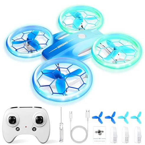 Charmofun Mini Drone para Niños, Drone Quadcopter con Luminosi a Led, Avión Teledirigido con 3 Batterie, Capriole a 360, Dron RC Helicopteros Regalo Para Niño y Niñas de 6 7 8 9 10+ Años