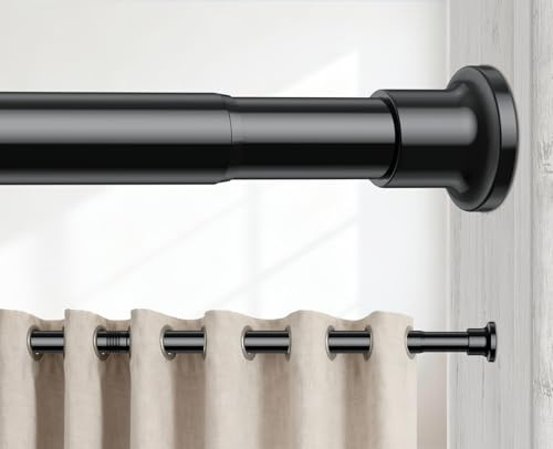 BSYXLSX 1 Stücke Gardinenstange Ohne Bohren,102-215cm Schwarz Teleskopstange Zum Klemmen,Ø 25 mm,Klemmstange Für Gardinen Geeignet für Fenster, Badezimmer und Ähnliches