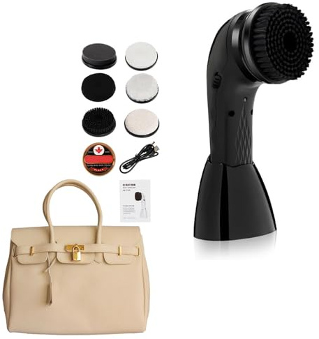 Leather Care Polisher - 10 cm Electric Shoe Cleaning Machine, Replaceable | Brush Heads, 1800mAh Battery Buffer | Cordless Shining Grinding Equipment for Boots Bags Furniture Maintenance Tasks