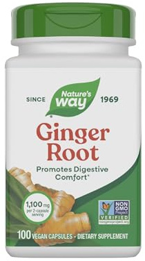 Nature's Way Ginger Root Capsules,1,100 mg per Serving, Vegan, 100 ct
