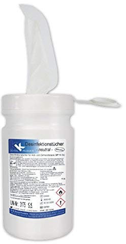 KK Desinfektionstücher | JUMBO Tücher in praktischer Spenderdose | 200 Tücher | Reinigungstücher | Flächendesinfektion | Duftsorte Neutral |