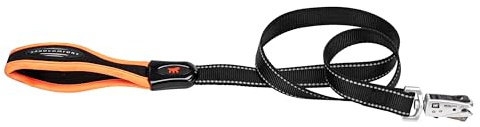 Ferplast Correa para Perro ERGOFLUO Matic, para Perros medianos, Innovador mosquetón con Mecanismo magnético, Asa ergonómica Acolchada, Nylon. Tamaño 120 cm, Naranja