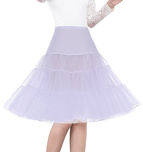 SHIMALY Women's 50s Vintage Rockabilly Petticoat 26 White Underskirt (XL-3XL,White)