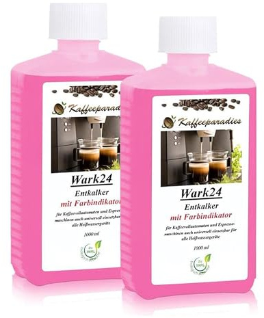 Wark24 Flüssigentkalker 2x 1000 ml mit Farbindikator, Universal-Entkalker & schonender Kalklöser für Kaffeemaschinen, Wasserkocher & Haushaltsgeräte, biologisch abbaubar