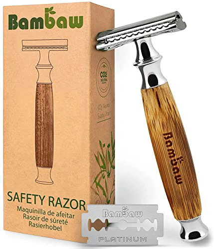Rasierhobel Damen Und Herren | Safety Razor mit Bambusgriff | Naßrasierer Damen Und Herren | Rasierhobel | Einklingen Rasierer | Zero Waste Produkte | Eco Rasierer | Bambaw
