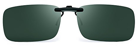 JM Polarized Rectangle Clip on Sunglasses Rimless for Prescription Eyeglasses Men Women(Polarized Green)