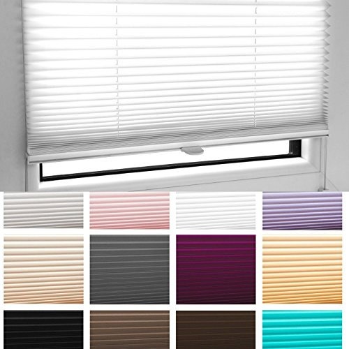 PLISSEE FALTROLLO Jalousie INKL. KLEMMTRÄGER Weiss Sand Mocca Beere Schwarz Anthrazit TÜRKIS ROSA LILA HELLGRAU BEIGE Schokobraun - MEGA Auswahl im Shop - 80 Breiten - 12 Farben (türkis, 115x150 cm)