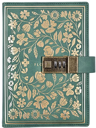 NectaRoy Cuaderno de diario de piel cuero vintage con cerradura de combinación, B6 Estilo europeo Personal Diario de viaje Secreto, para la escuela de oficina regalo de cumpleaños, 200x140mm