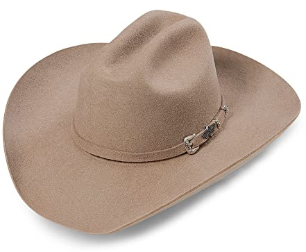 STARS & STRIPES Houston Sandhatt – högkvalitativ, formstabil western cowboyhatt av ullfilt, sand, 54