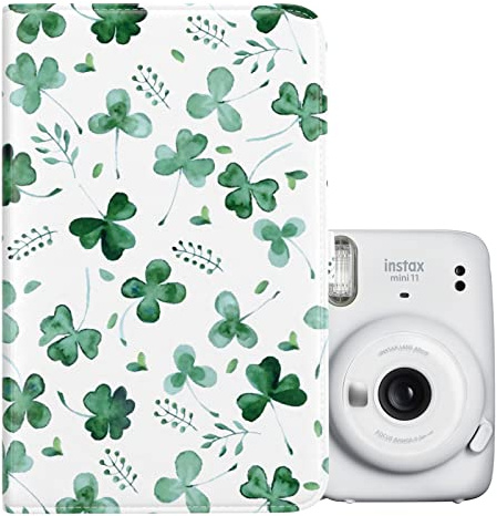 MUZIRI KINOKOO Mini fotoalbum kompatibelt med Fuji Instax Mini EVO/Mini 12/11/9/8/7+/25/90 kamera 3 tums foton – PU-läder minialbum med 96 fickor – i fyrklövermönster