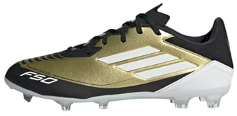 adidas Unisex F50 League Messi Football Boots Firm Ground, Gold Metallic/Cloud White/Core Black, 42 EU