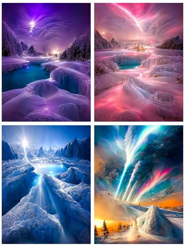 MytaYt Diamond Painting Erwachsene 4 Pack DIY 5D Diamant Painting Bilder Kinder Erwachsene Bunte Aurora Diamonds Painting für die Inneneinrichtung (30×40cm)