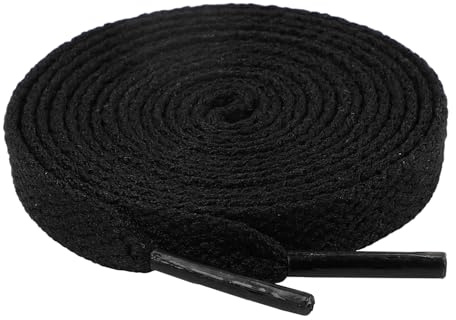 riemot Lacci per Scarpe Piatte 8 mm – Stringhe Resistenti e Colorati per Sneakers, Scarpe Casual e Sportive – Disponibili in Vari Colori e Lunghezze – Accessori Moda Uomo e Donna,Nero,140 cm