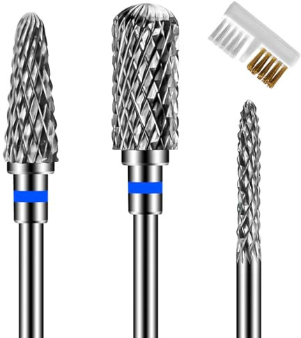 ANRUI 3 Pezzi Punte Fresa Unghie, 3/32 Pollici Punta Fresa Unghie Carburo di Tungsteno, Punta da Trapano per Unghie Manicure per Rimuovere Gel Acrilico Cuticola, per Uso Domestico Salone