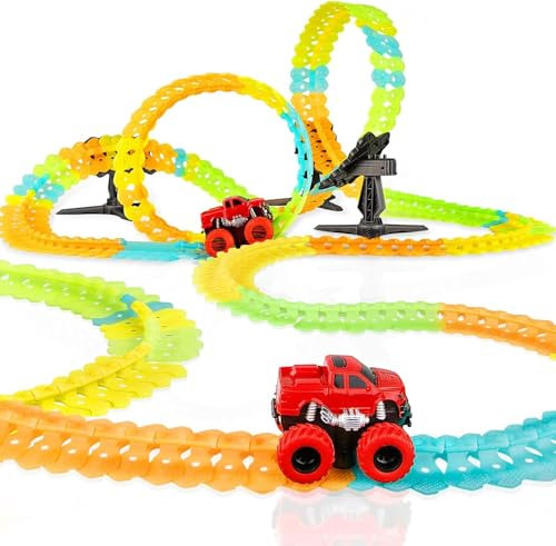 Pista Luminosa Fluorescente per Bambini con Macchinine e Auto Giocattolo, Pista per Bambini (350 cm) - LUMITRACK