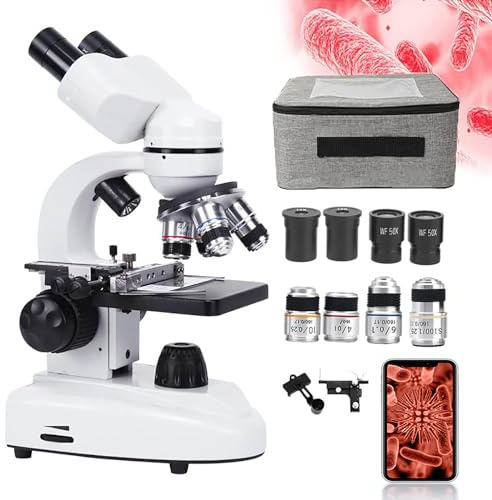 DEaThsalL Microscopio Biologico HD 30000X/50000X/70000X, Set di Microscopi Binoculari Professionali, Tubo A 360° + Distanza Interpupillare Regolabile (55-75 Mm), per Insegnamento/Laboratorio,50000X