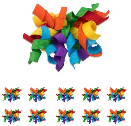 Dalababa 10 Pcs Curly Ribbon Bows for Gift Wrapping, 4 Inch Spiral Satin Gift Bows, for Christmas, Wedding, Birthday, Party Wall Decorations, Crafting - Colourful